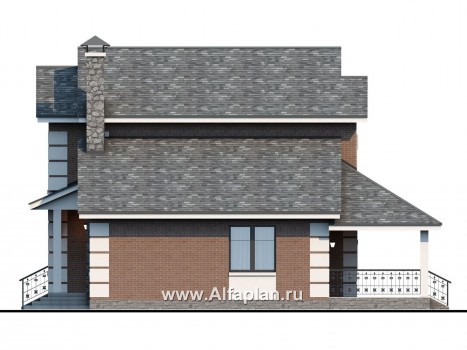 «Прагма» - проект двухэтажного дома из газобетона, с террасой, план с кабинетом на 1 эт - превью фасада дома