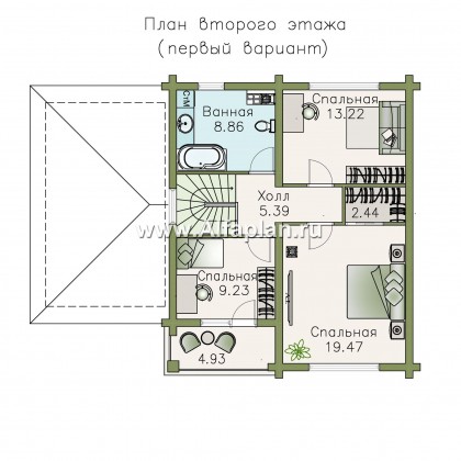 «АльфаВУД» - проект двухэтажного дома, из газобетона и клееного бруса, с террасой и навесом для авто - превью план дома