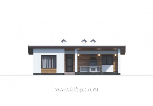«Зита» -  проект одноэтажного дома, с террасой, в скандинавском стиле - превью фасада дома