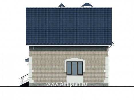 Проект дома с мансардой из газобетона «Оптима», планировка 3 спальни, с гаражом-навесом - превью фасада дома