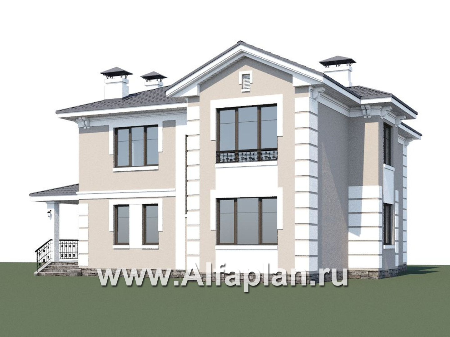 «Галатея» - проект двухэтажного дома с эркером и с террасой, в стиле эклектика - дизайн дома №4