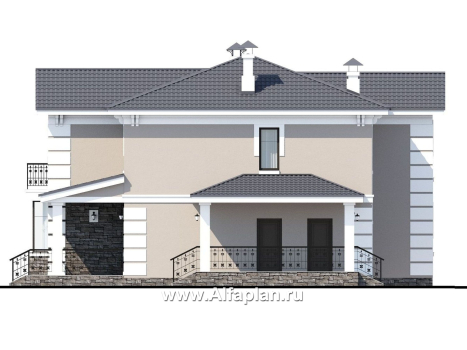 «Галатея» - проект двухэтажного дома с эркером и с террасой, в стиле эклектика - превью фасада дома